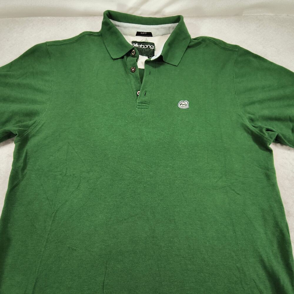 Billabong Short Sleeve Collared Polo Shirt Mens Size Extra Large XL Green White